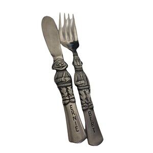 SESAME STREET 2 Pc Childs Set Gorham Stainless Japan Flatware Muppets